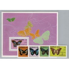 MARIPOSAS COLONIAS INGLESAS BARBUDA SERIE COMPLETA NUEVA MINT + HOJA BLOQUE 40  EUROS